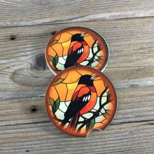 Baltimore Oriole Bird Lover Car Coasters Set of 2